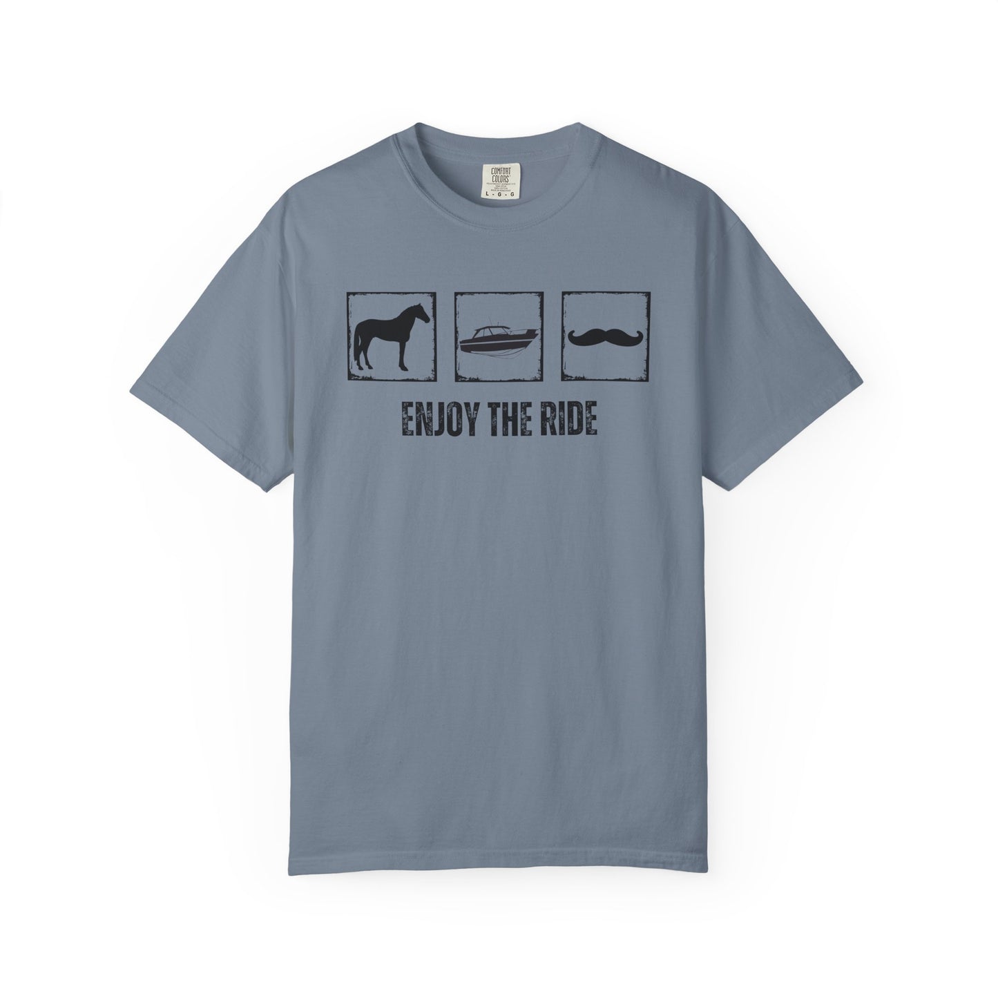 "Enjoy the Ride" — Horse, Boat & Mustache Comfort Colors T-shirt
