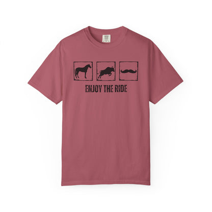 "Enjoy the Ride" — Horse, Bull & Mustache Comfort Colors T-shirt