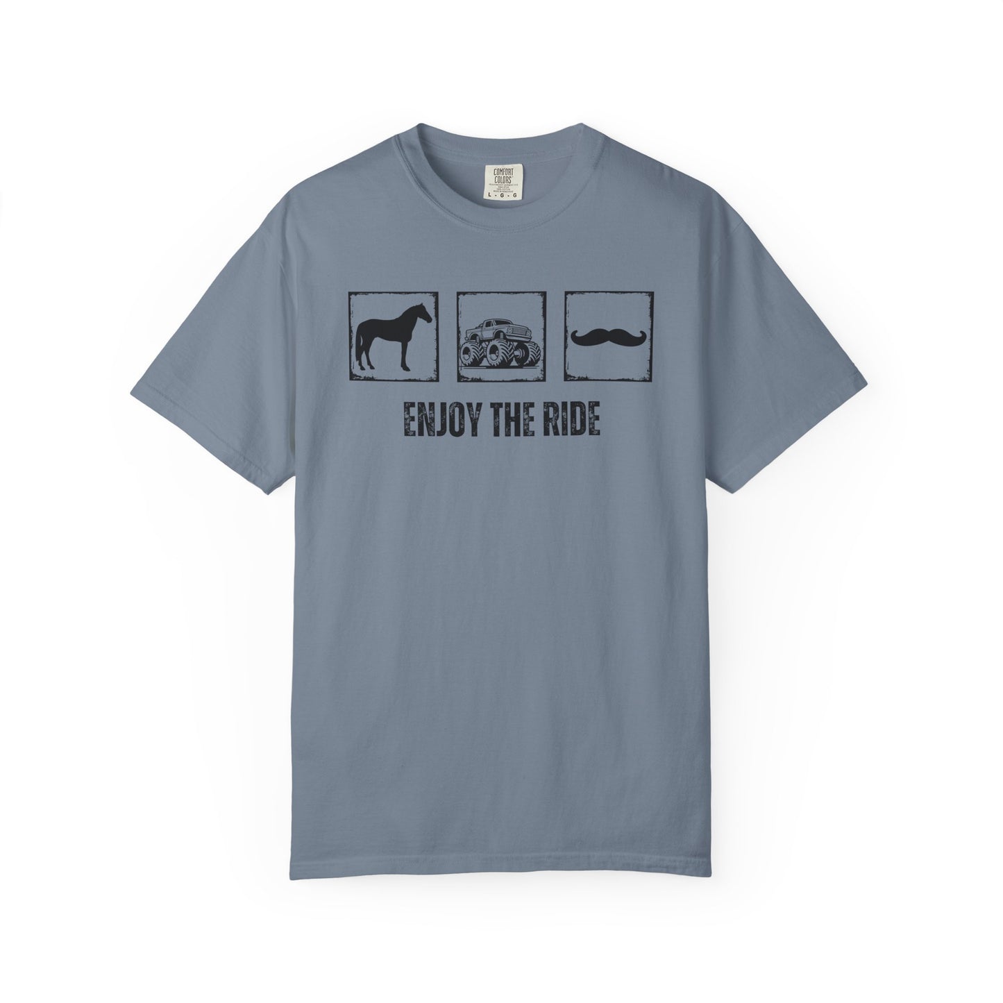 "Enjoy the Ride" — Horse, Monster Truck & Mustache Comfort Colors T-shirt
