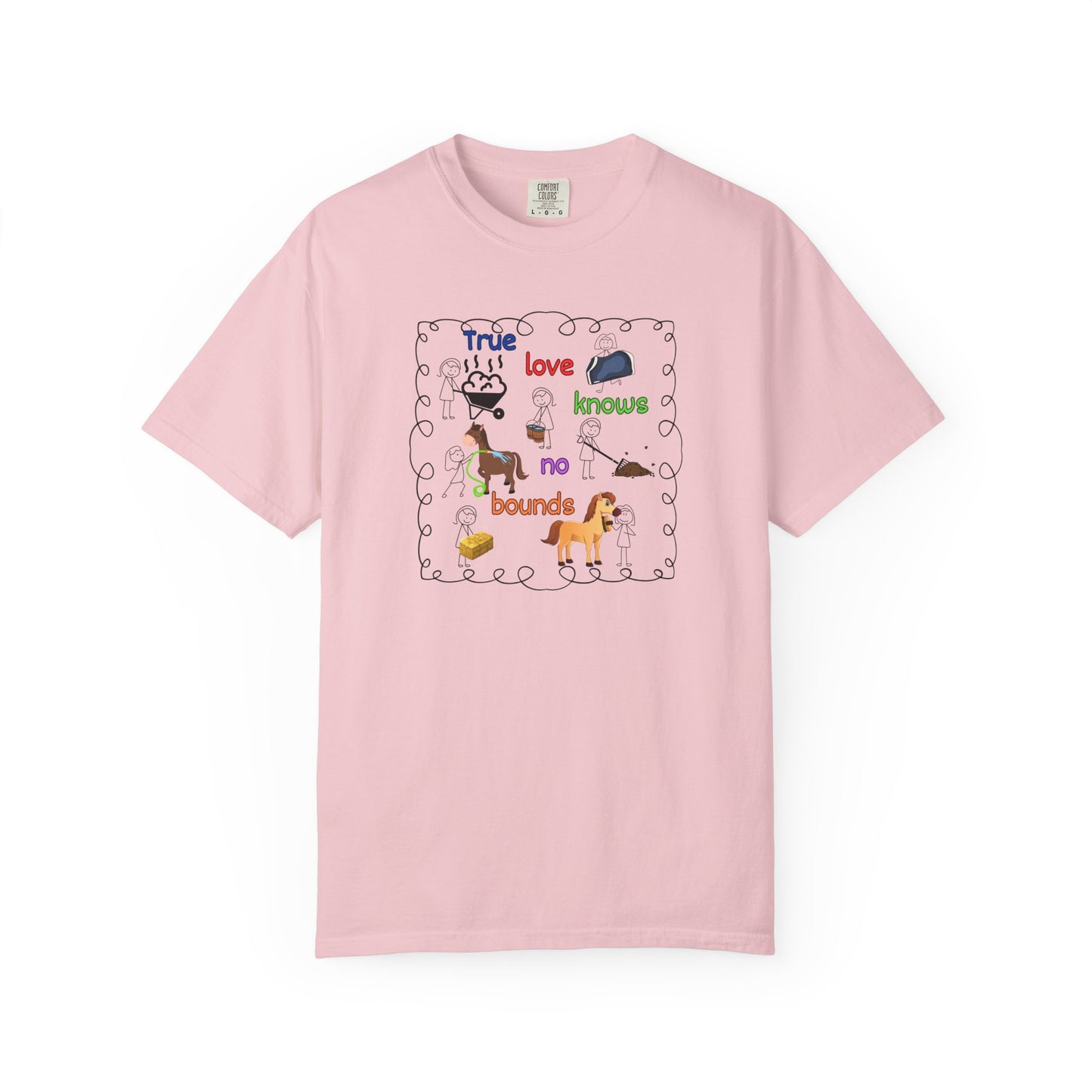 Comfort Colors "True Love Knows No Bounds" T-Shirt — Cute Horse Rescue Pet Tee