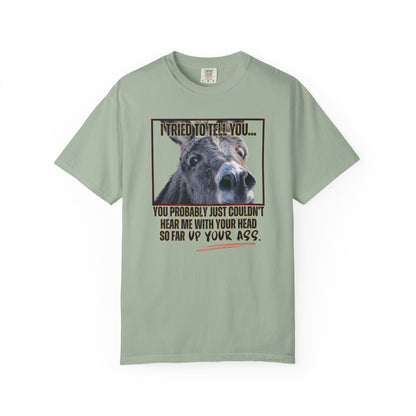 Comfort Colors Donkey Graphic T-Shirt — "I Tried to Tell You... You Probably Just Couldn't Hear Me" Funny Farmer Tee