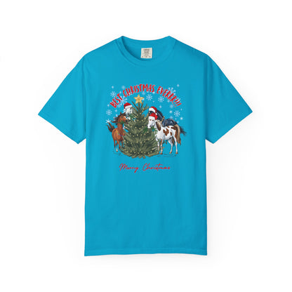 Comfort Colors Christmas Horses T-Shirt — "Best Christmas Ever!!!" Holiday Tee