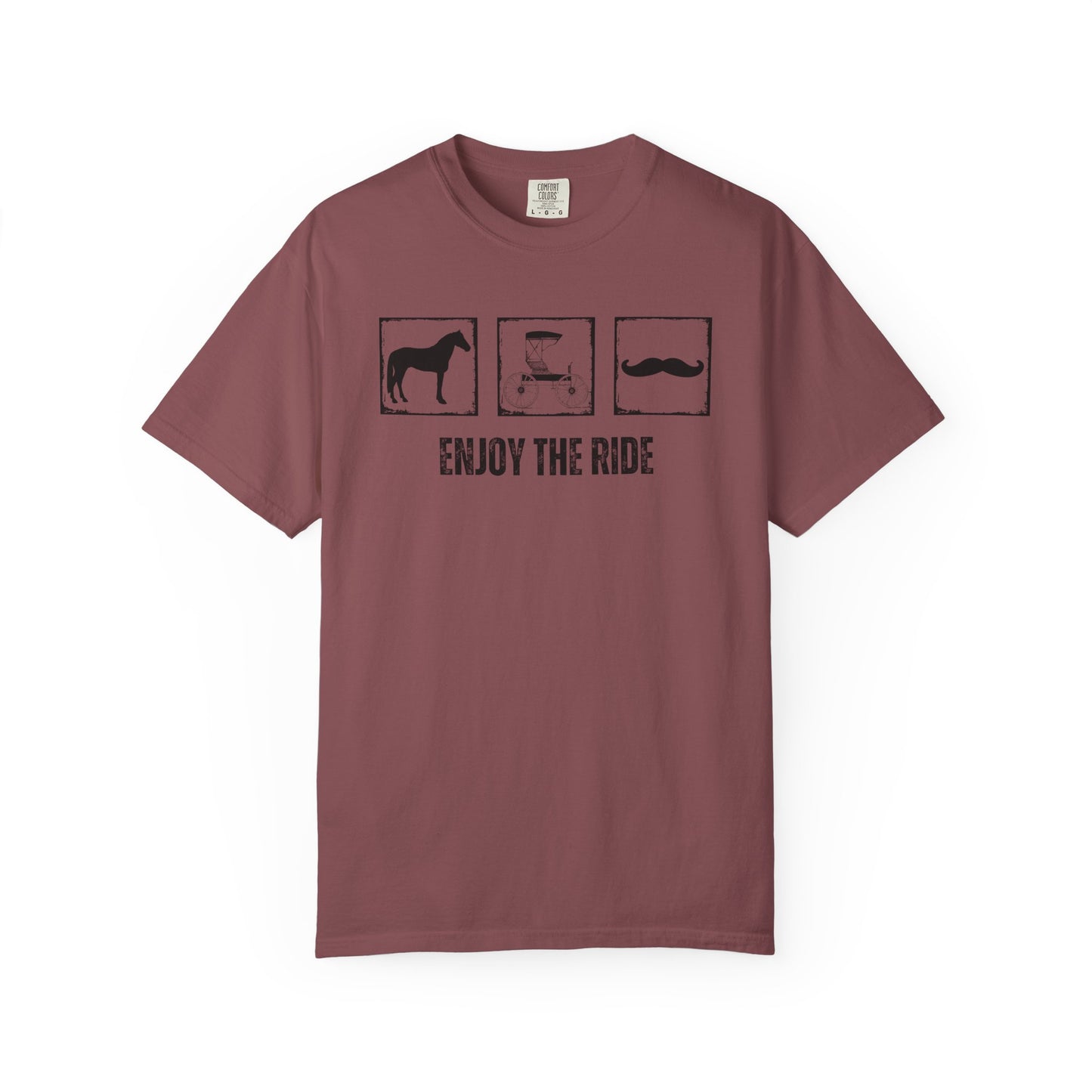 "Enjoy the Ride" — Horse, Carriage & Mustache Comfort Colors T-shirt