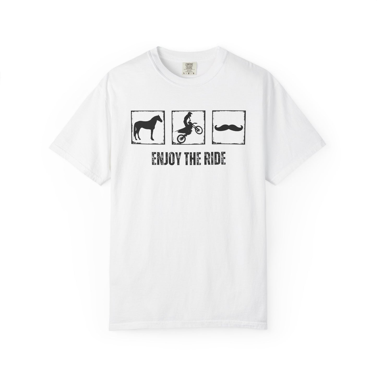 "Enjoy the Ride" — Horse, Motocross Bike & Mustache Comfort Colors T-shirt