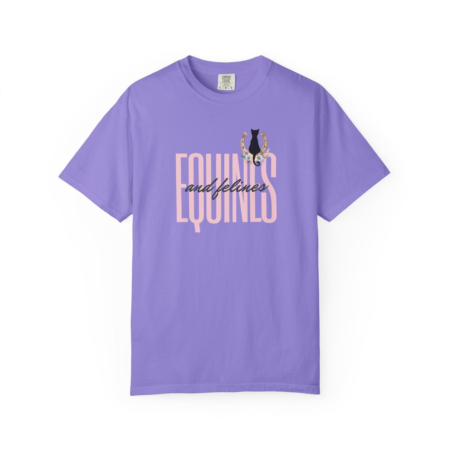 Comfort Colors Horse and Cat Lovers T-Shirt — “Equines and Felines” Cute Graphic Tee
