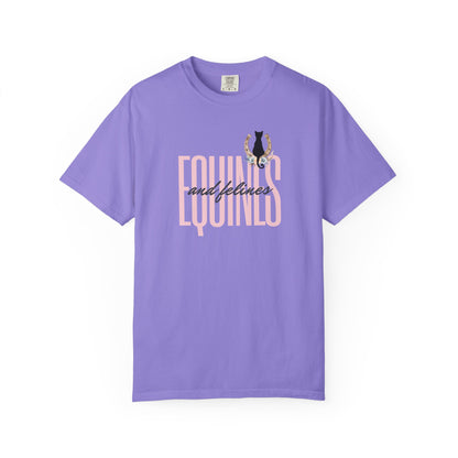 Comfort Colors Horse and Cat Lovers T-Shirt — “Equines and Felines” Cute Graphic Tee