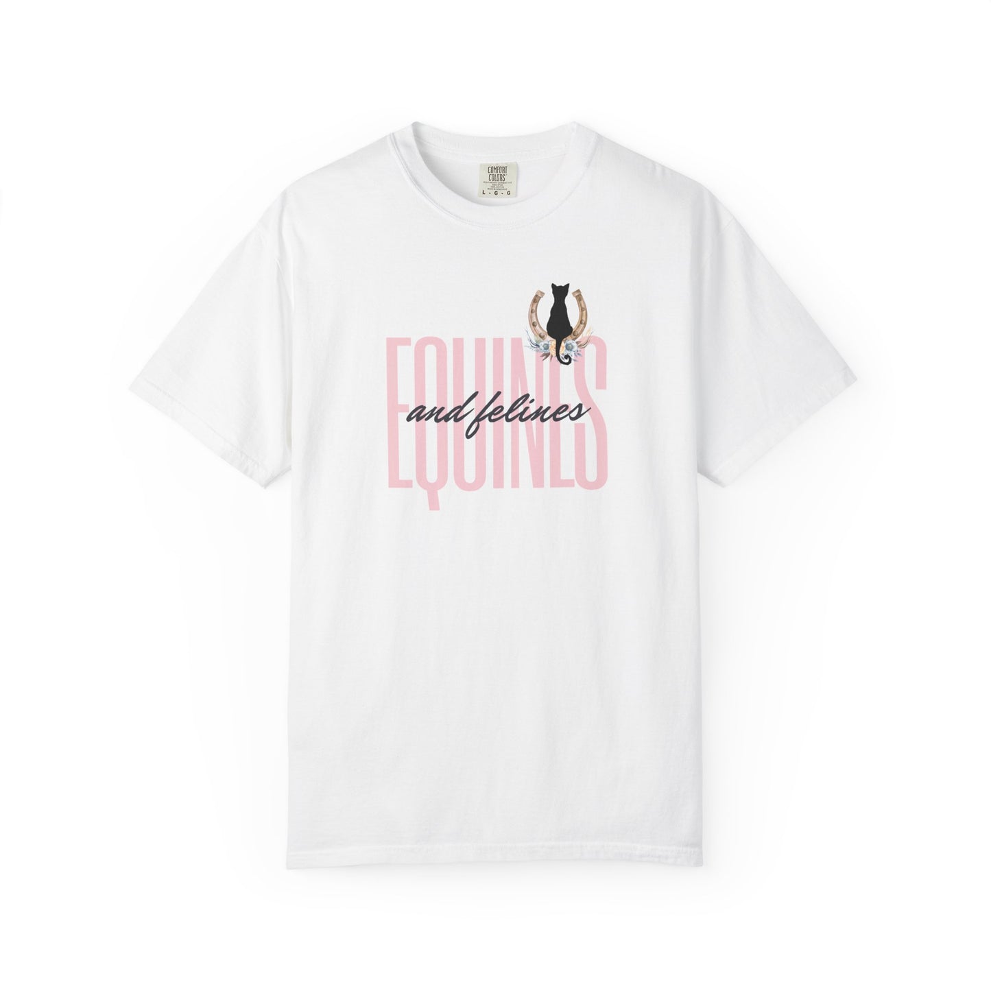 Comfort Colors Horse and Cat Lovers T-Shirt — “Equines and Felines” Cute Graphic Tee