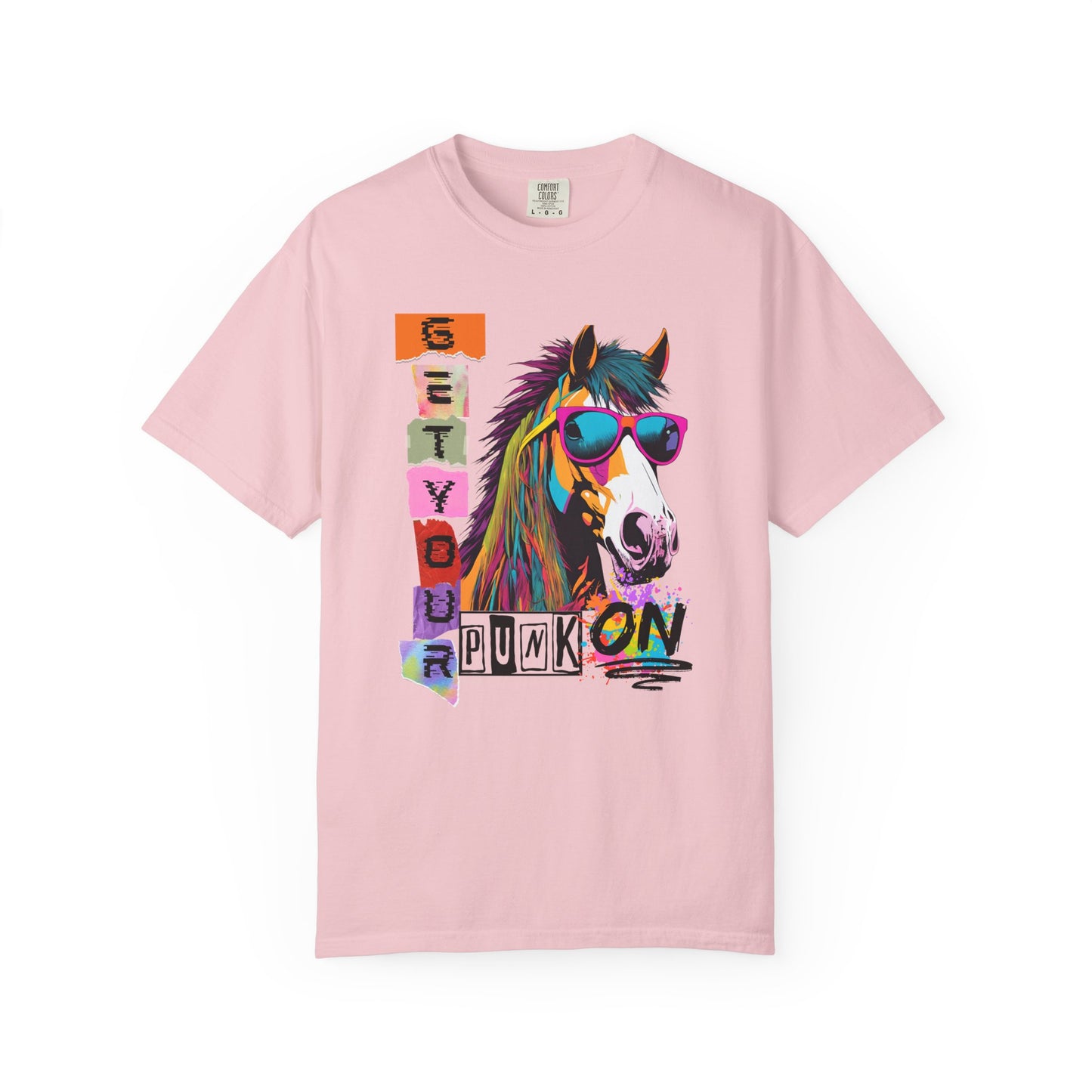 Comfort Colors Punk Horse Graphic T-Shirt — "Get Your Punk On" Colorful Retro Tee