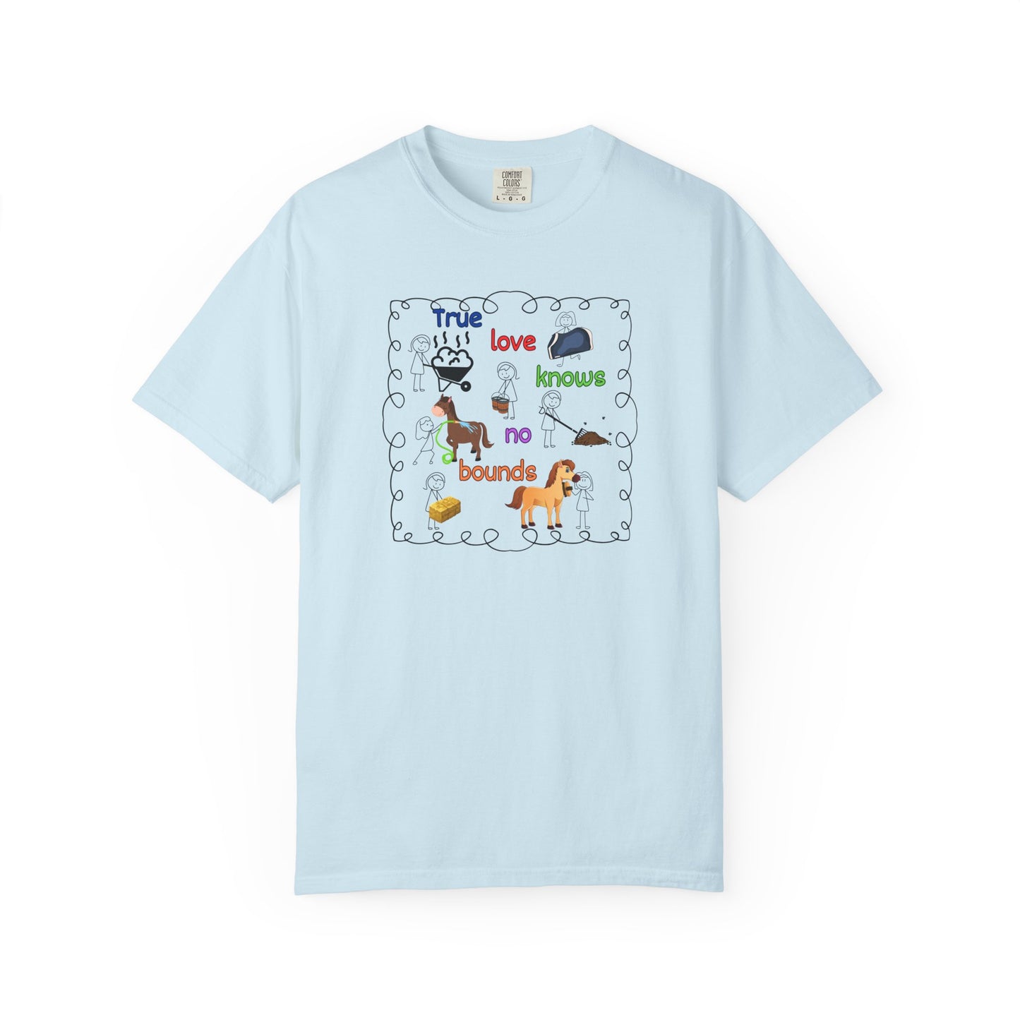Comfort Colors "True Love Knows No Bounds" T-Shirt — Cute Horse Rescue Pet Tee