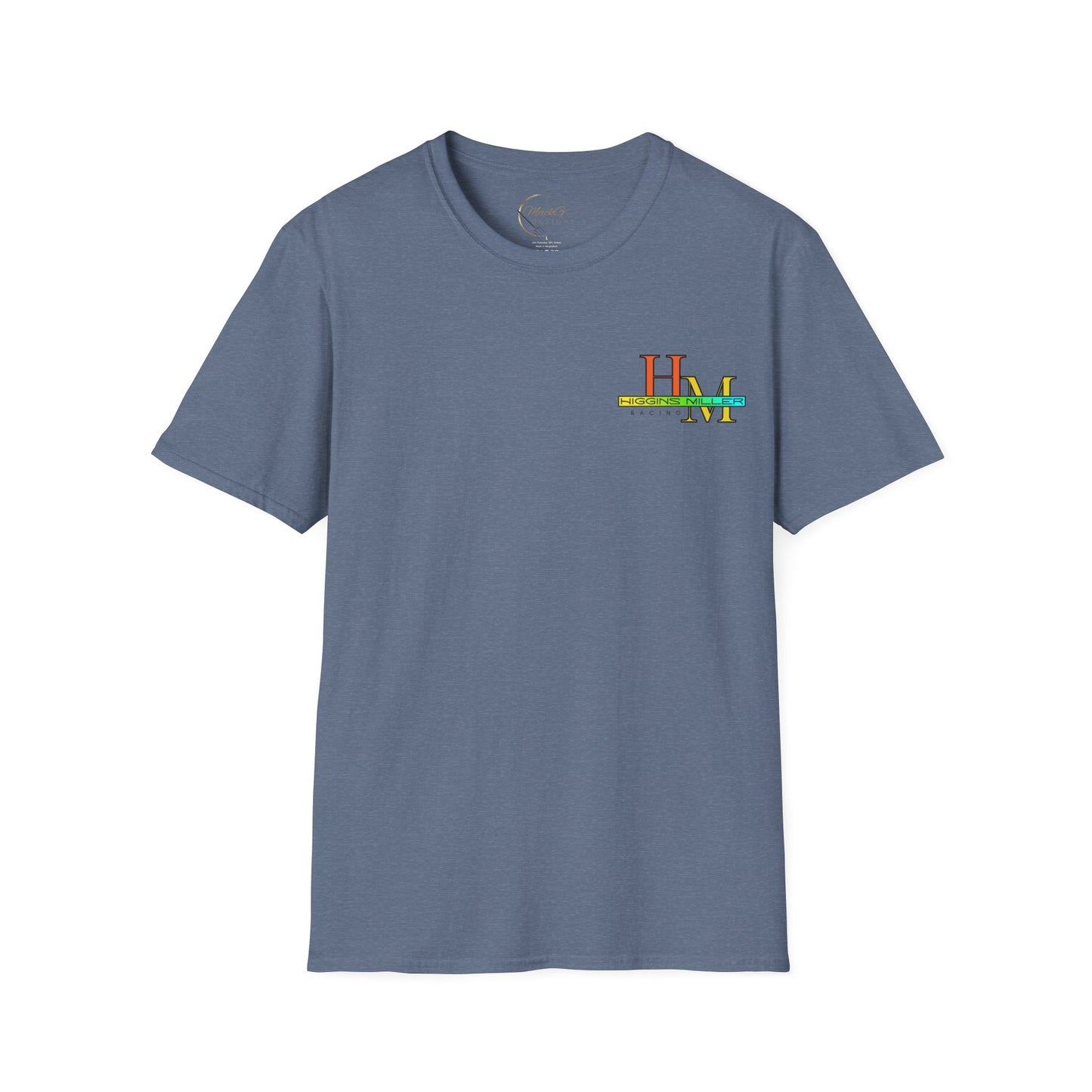 High Res Higgins Miller Soft Style T with flag, Race Day Unisex T-Shirt, Car Racing Shirt, Motorsports Apparel, Gift for Racing Fans, Casual Streetwear.