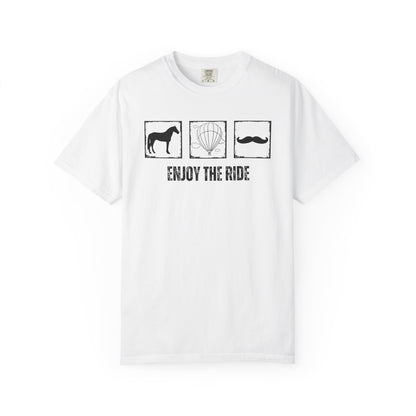 "Enjoy the Ride" — Horse, Hot Air Balloon & Mustache Comfort Colors T-shirt