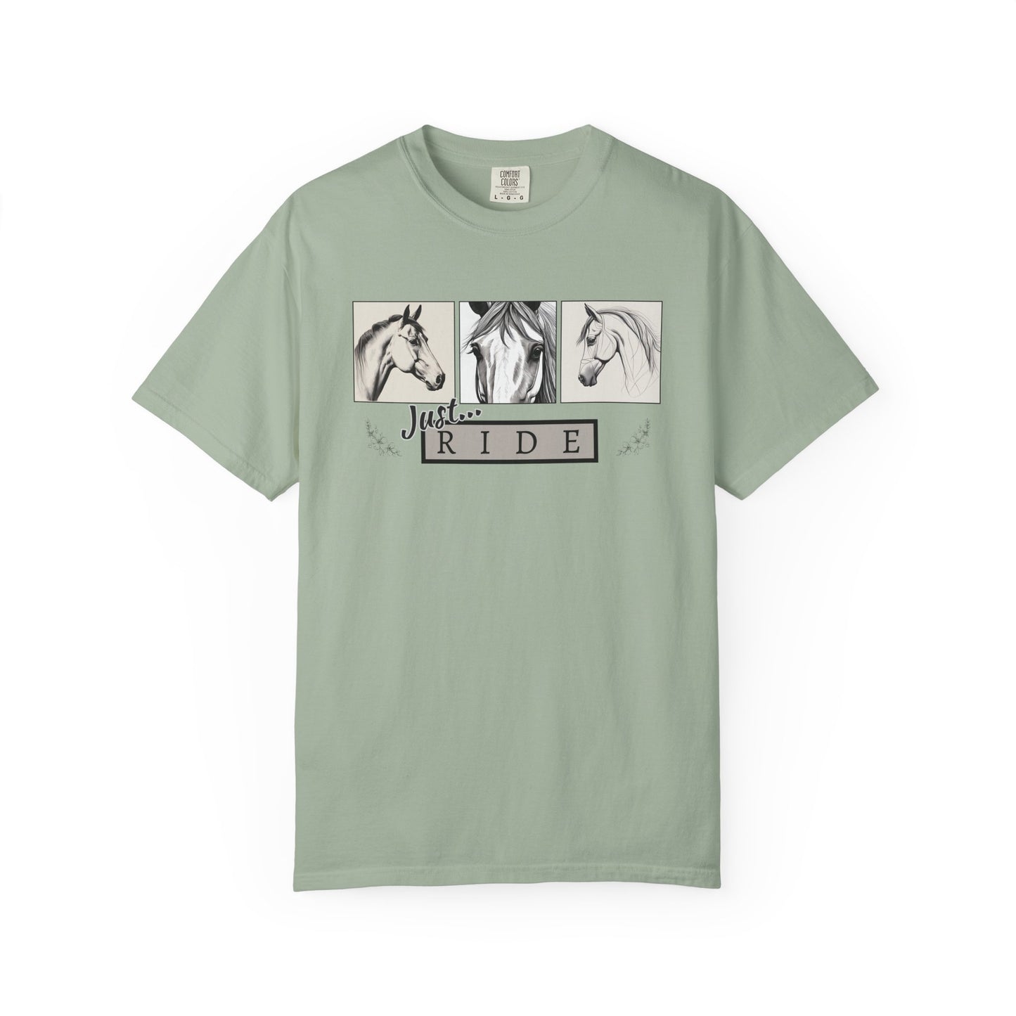 Comfort Colors  'Just Ride' with Horse Sketches Graphic T-Shirt