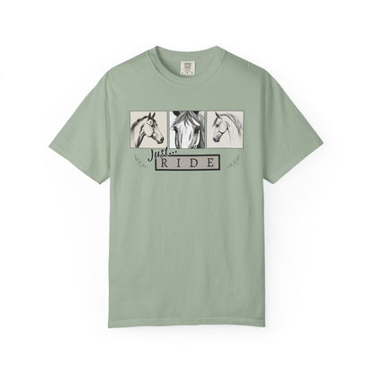 Comfort Colors  'Just Ride' with Horse Sketches Graphic T-Shirt