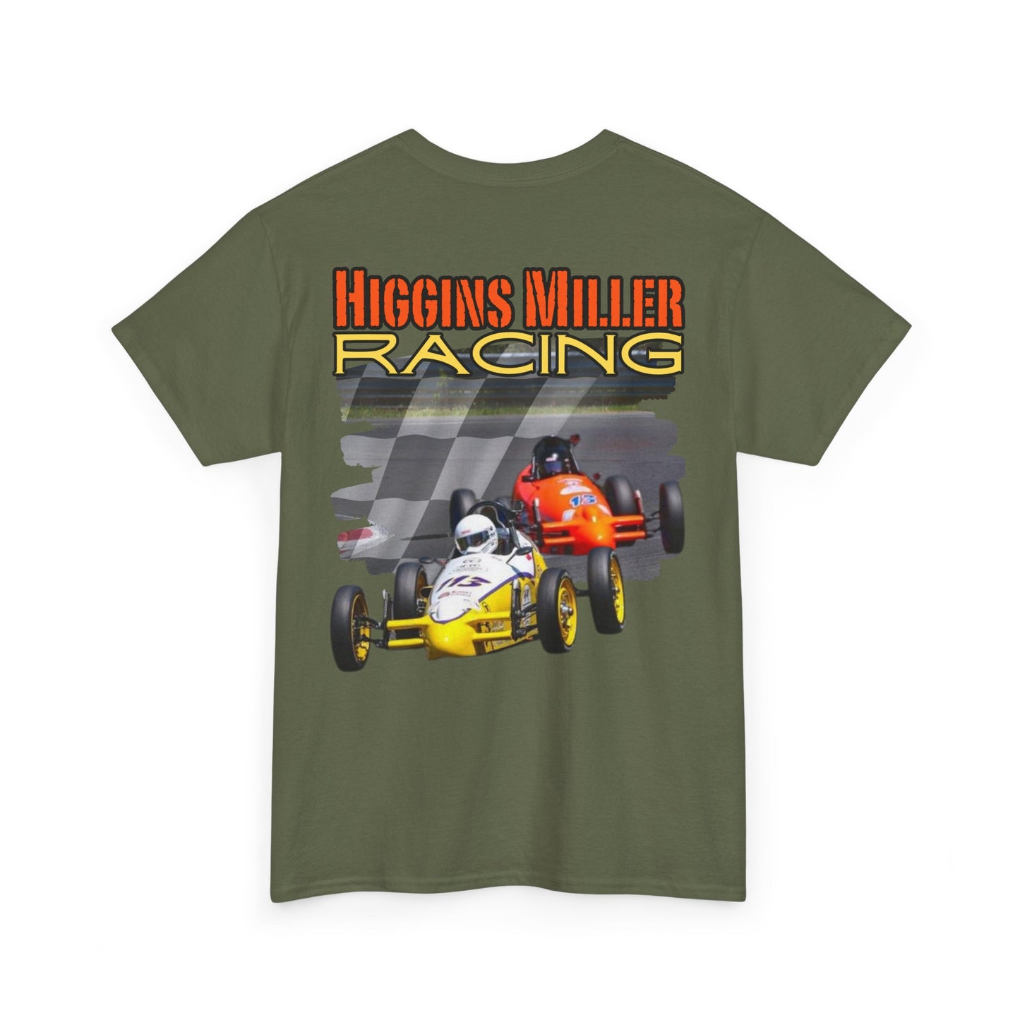High Res Higgins Miller checkered flag T, Racing Enthusiast Heavy Cotton Tee, Unisex Cotton Tee, Motorsport Tee, Gift for Dad, Racing Fan Apparel, Racing Event Shirt