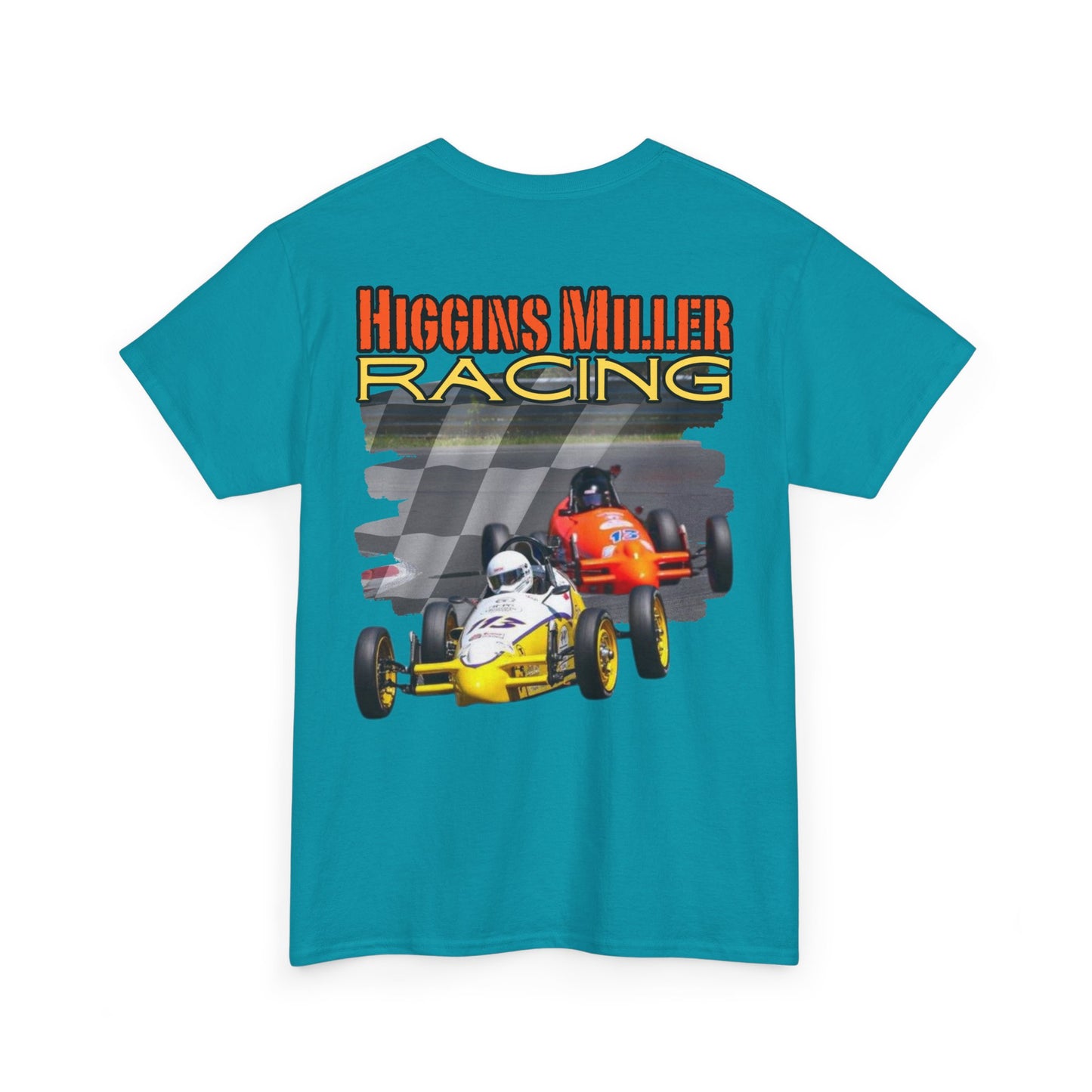 High Res Higgins Miller checkered flag T, Racing Enthusiast Heavy Cotton Tee, Unisex Cotton Tee, Motorsport Tee, Gift for Dad, Racing Fan Apparel, Racing Event Shirt