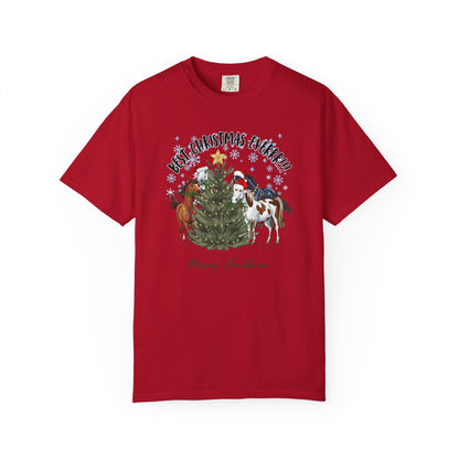 Comfort Colors Christmas Horses T-Shirt — "Best Christmas Ever!!!" Holiday Tee