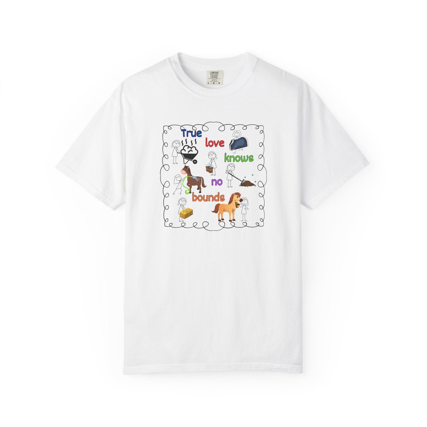 Comfort Colors "True Love Knows No Bounds" T-Shirt — Cute Horse Rescue Pet Tee