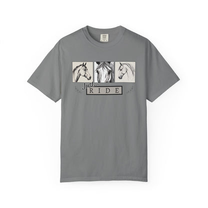 Comfort Colors  'Just Ride' with Horse Sketches Graphic T-Shirt