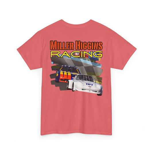 High Res Miller Higgins Racing T with checkered flag, Racing-Themed Unisex Heavy Cotton Tee, Motorsport T-Shirt, Gift for Race Fans, Casual Wear, Vintage Racing Apparel, Birthday Gift