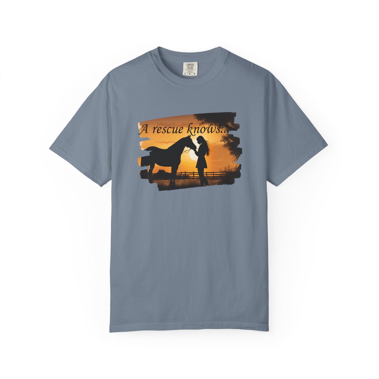 Comfort Colors Horse Rescue T-Shirt — "A Rescue Knows" Graphic Tee