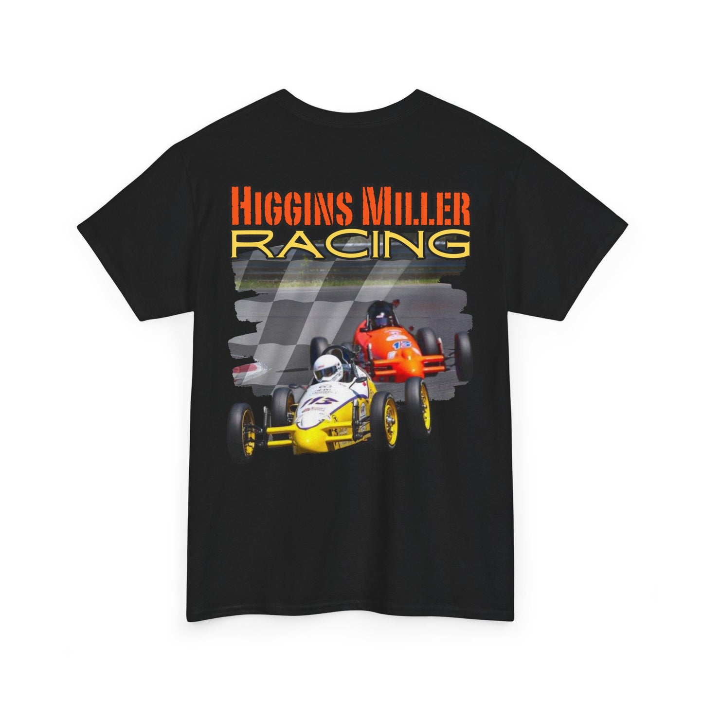 High Res Higgins Miller checkered flag T, Racing Enthusiast Heavy Cotton Tee, Unisex Cotton Tee, Motorsport Tee, Gift for Dad, Racing Fan Apparel, Racing Event Shirt