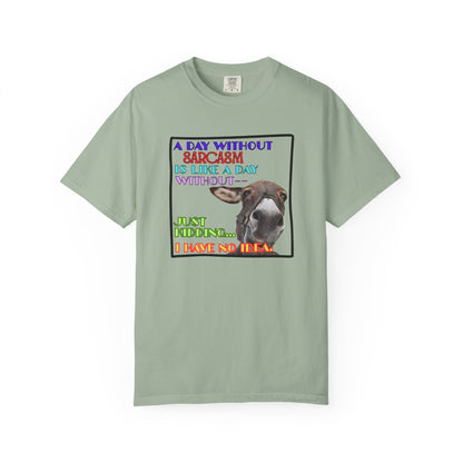 Comfort Colors Donkey T-Shirt — "A Day Without Sarcasm Is Like-- Just kidding. I have no idea." Graphic Tee