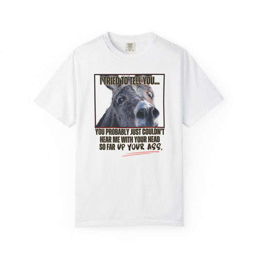 Comfort Colors Donkey Graphic T-Shirt — "I Tried to Tell You... You Probably Just Couldn't Hear Me" Funny Farmer Tee
