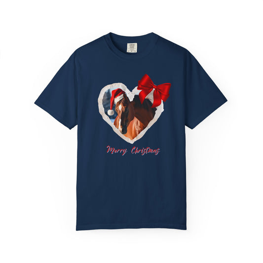 Comfort Colors Christmas Heart Photo T-Shirt — "Merry Christmas" Holiday Graphic Tee