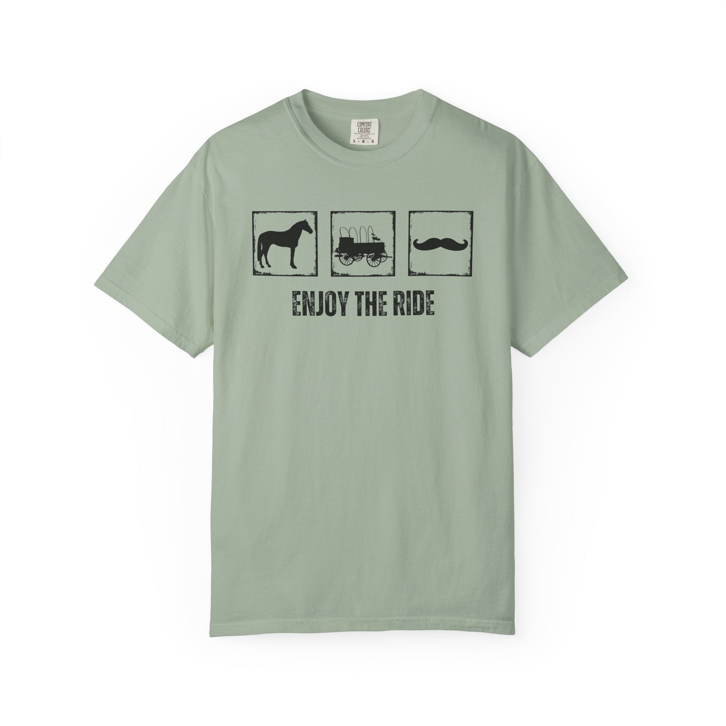 "Enjoy the Ride" — Horse, Hay Ride & Mustache Comfort Colors T-shirt