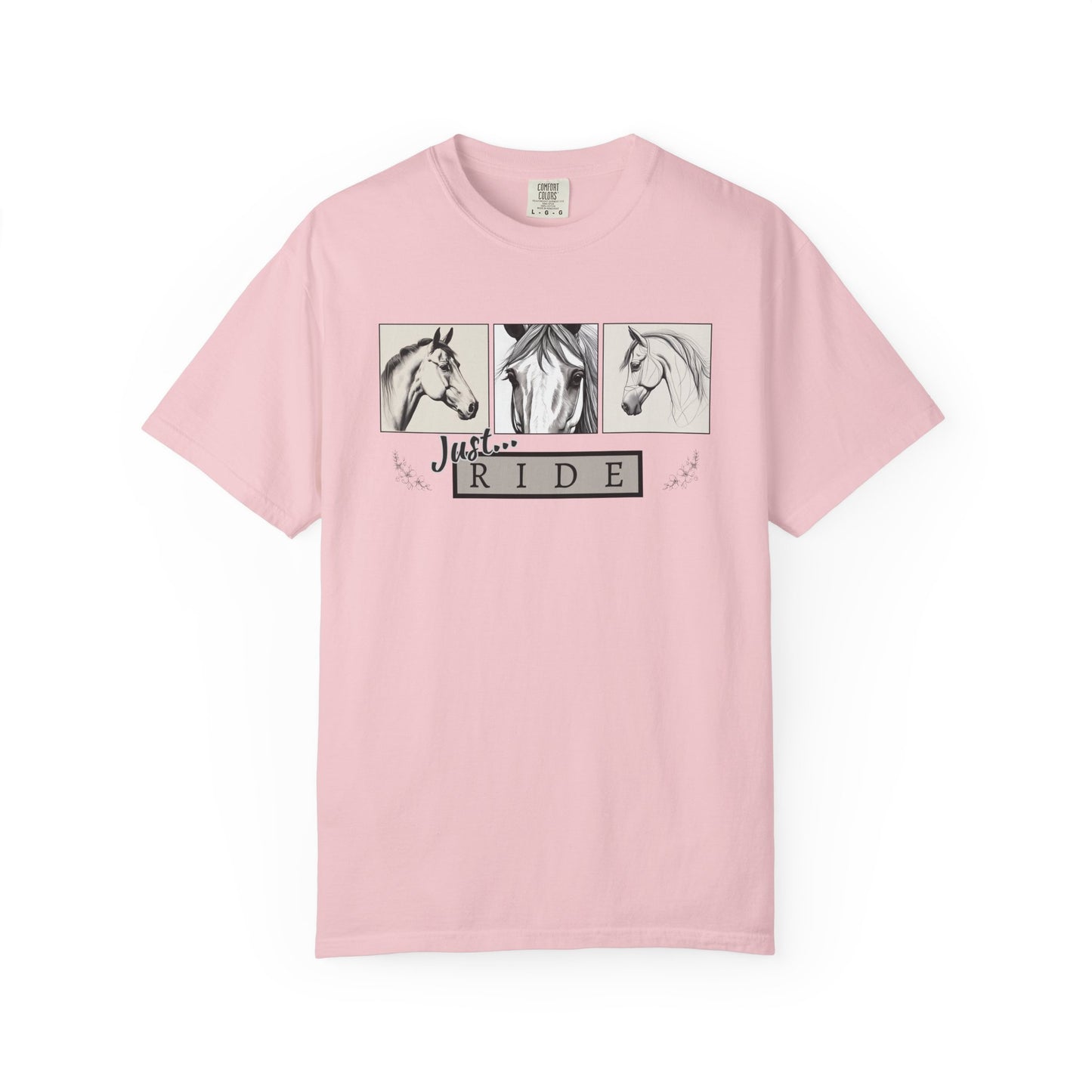 Comfort Colors  'Just Ride' with Horse Sketches Graphic T-Shirt