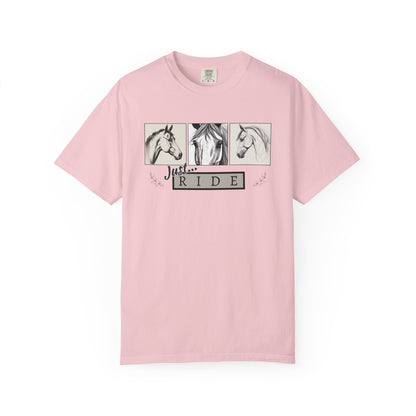 Comfort Colors  'Just Ride' with Horse Sketches Graphic T-Shirt
