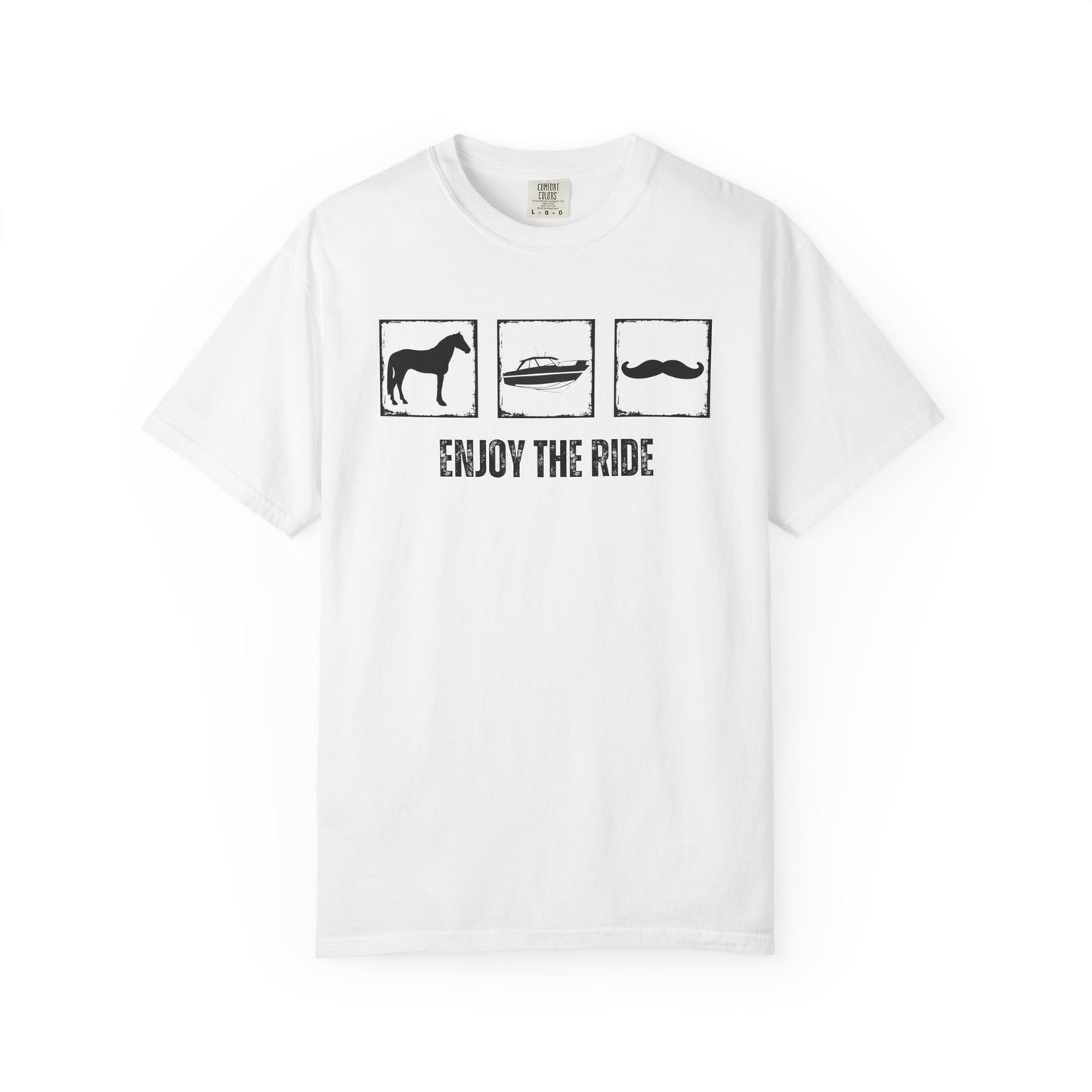 "Enjoy the Ride" — Horse, Boat & Mustache Comfort Colors T-shirt