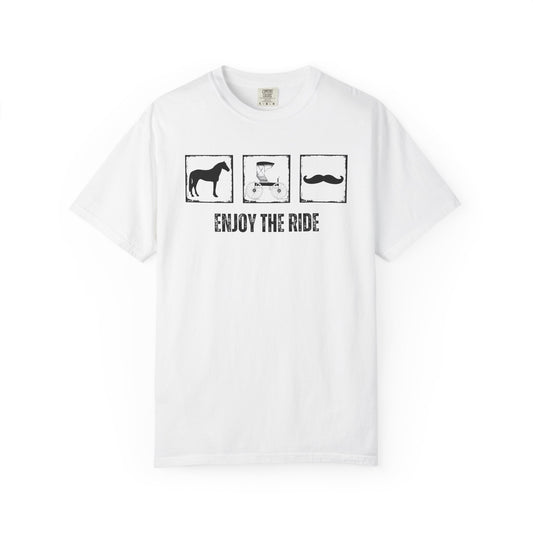 "Enjoy the Ride" — Horse, Carriage & Mustache Comfort Colors T-shirt