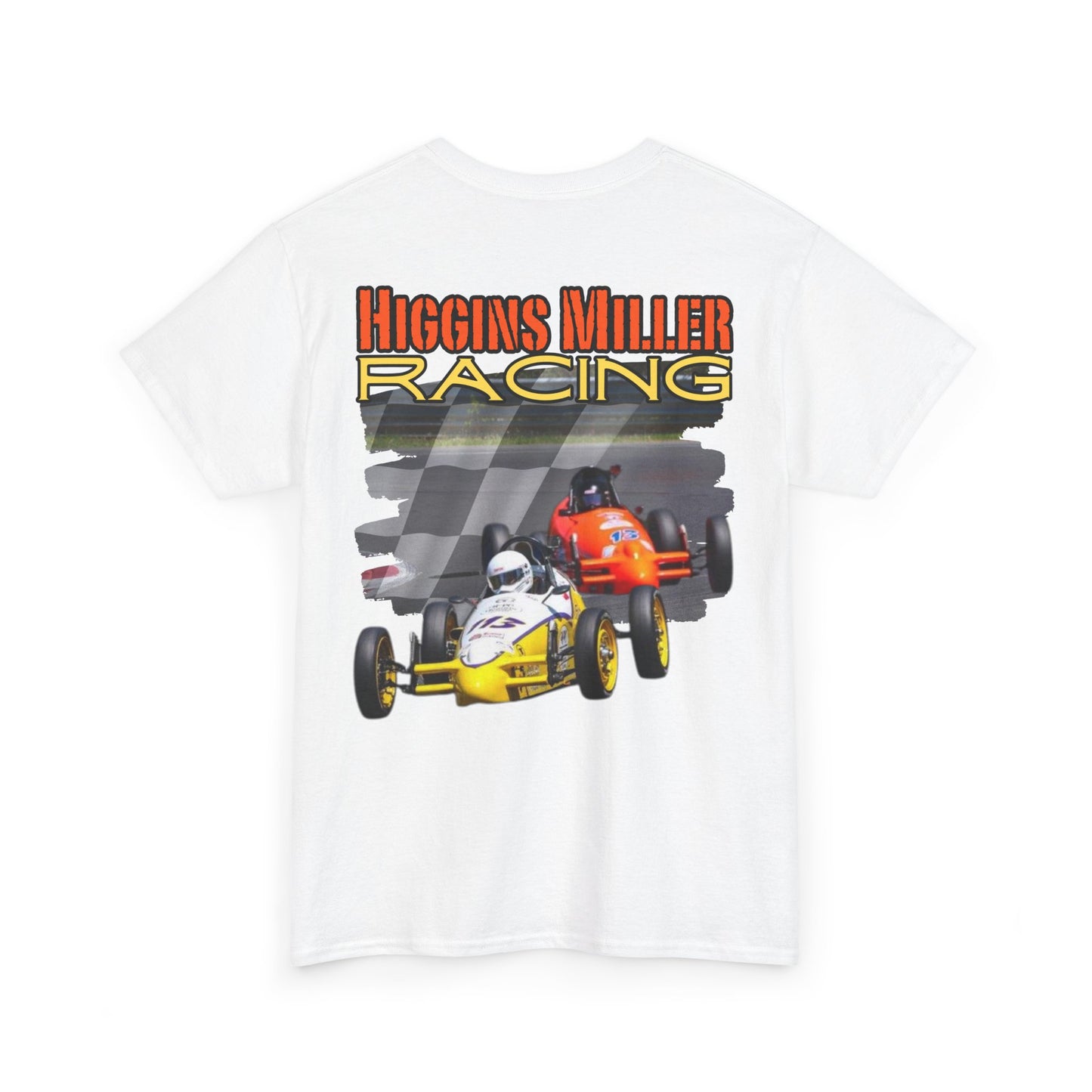 High Res Higgins Miller checkered flag T, Racing Enthusiast Heavy Cotton Tee, Unisex Cotton Tee, Motorsport Tee, Gift for Dad, Racing Fan Apparel, Racing Event Shirt