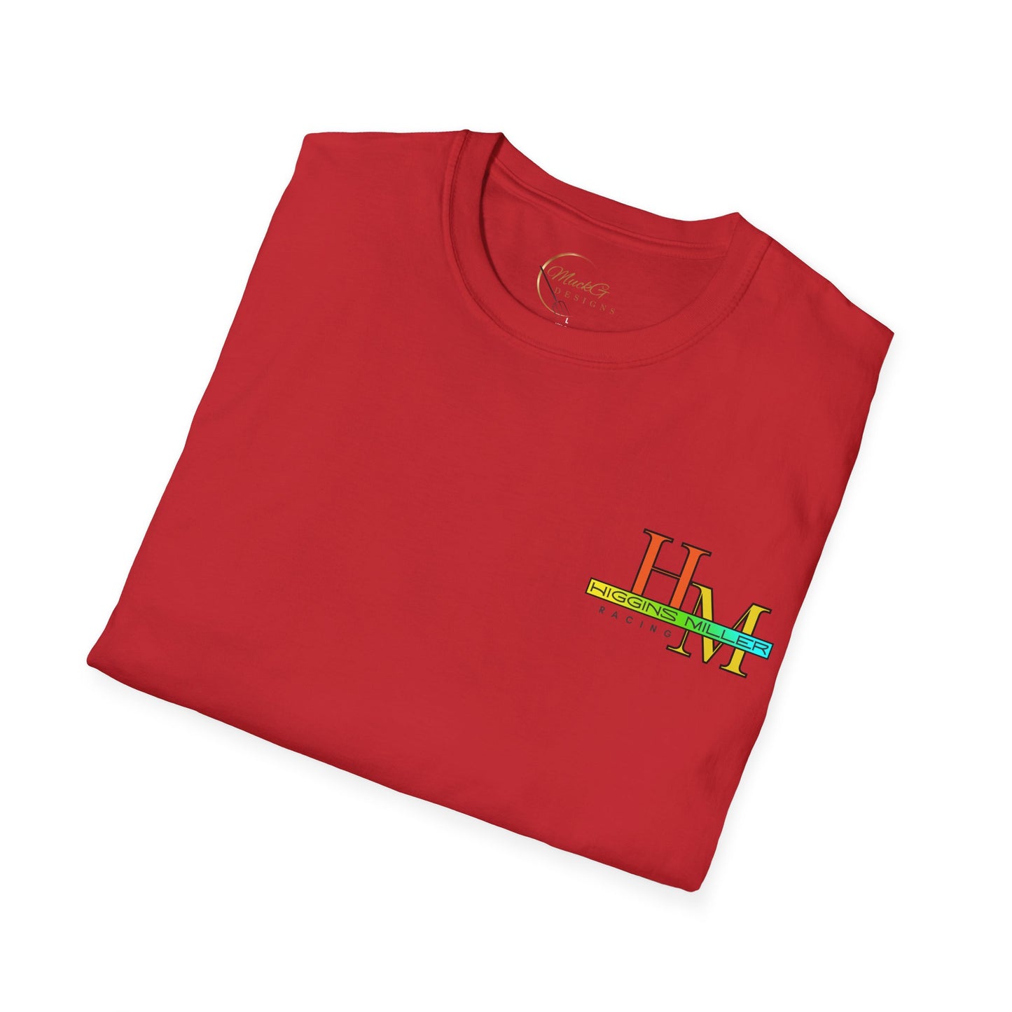 High Res Higgins Miller Soft Style T with flag, Race Day Unisex T-Shirt, Car Racing Shirt, Motorsports Apparel, Gift for Racing Fans, Casual Streetwear.