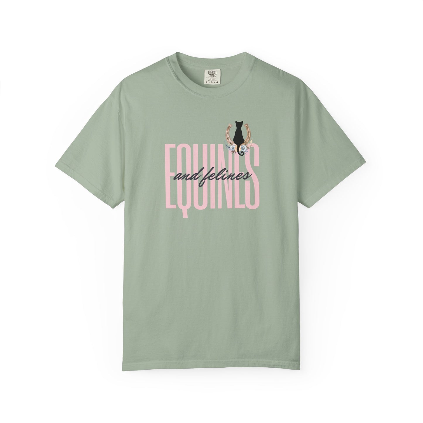 Comfort Colors Horse and Cat Lovers T-Shirt — “Equines and Felines” Cute Graphic Tee