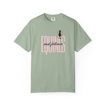 Comfort Colors Horse and Cat Lovers T-Shirt — “Equines and Felines” Cute Graphic Tee