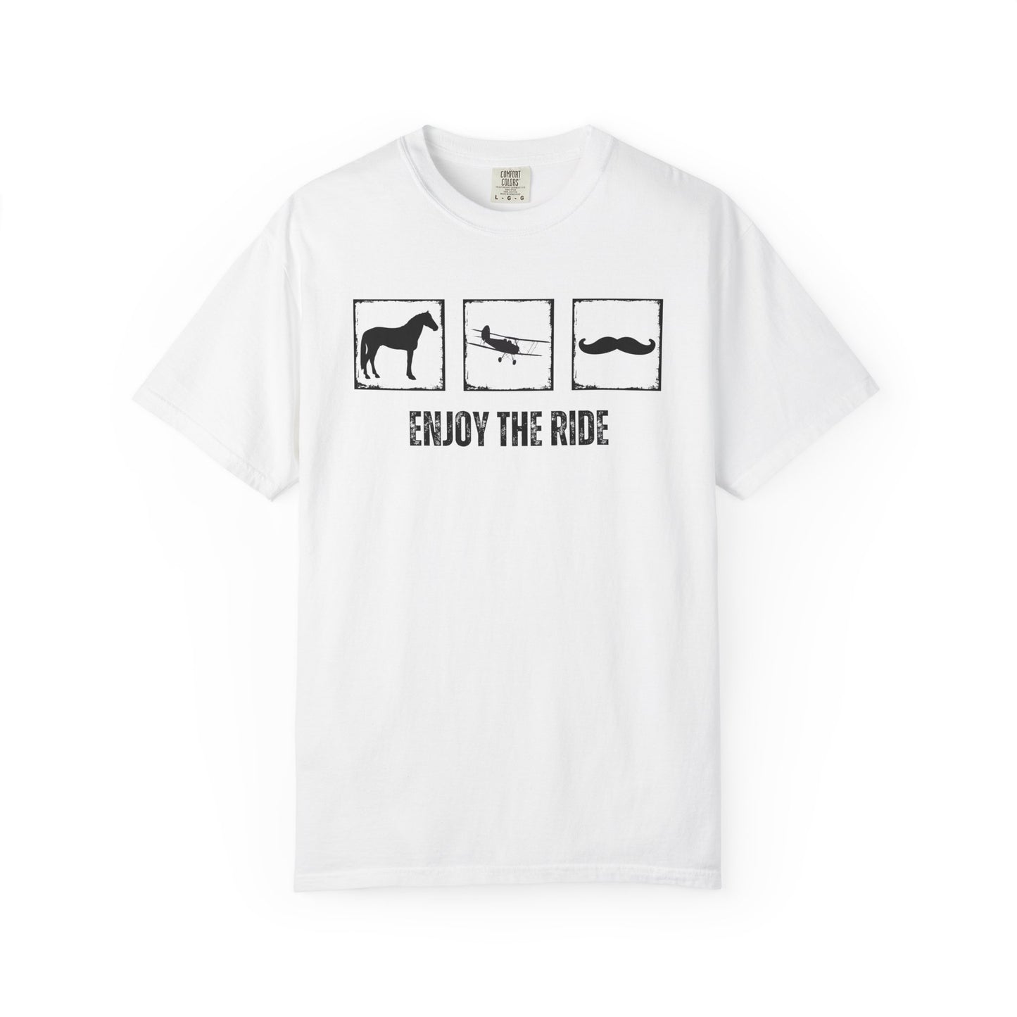 "Enjoy the Ride" — Horse, Airplane & Mustache Comfort Colors T-shirt