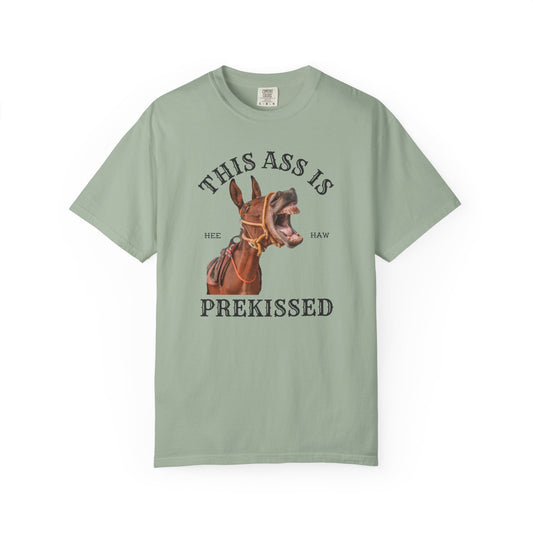 Comfort Colors Funny "This Ass Is Prekissed" Donkey T-Shirt — Humorous Animal Graphic Tee