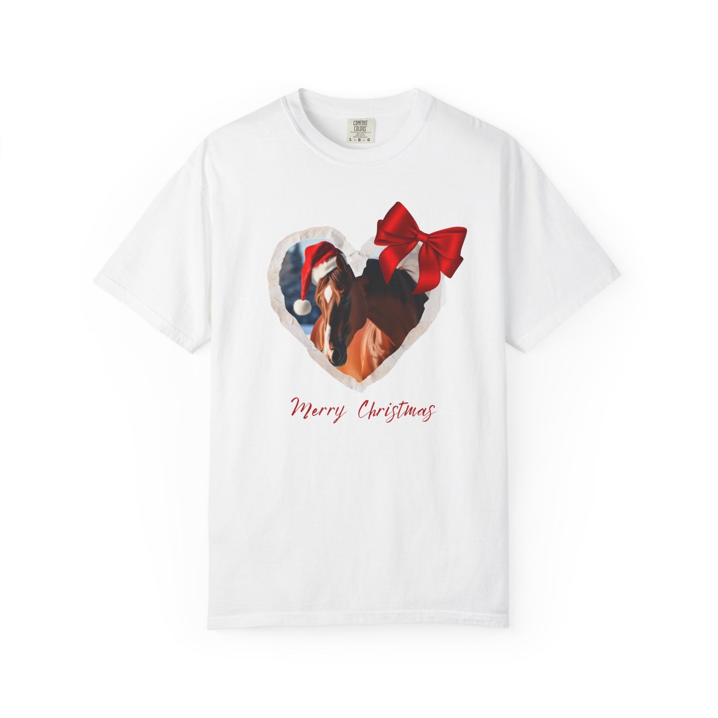 Comfort Colors Christmas Heart Photo T-Shirt — "Merry Christmas" Holiday Graphic Tee