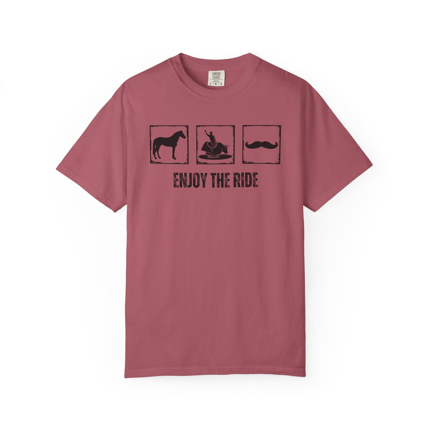 "Enjoy the Ride" — Horse, Mechanical Bull & Mustache Comfort Colors T-shirt