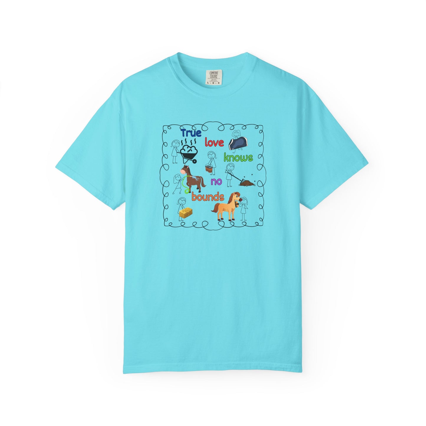 Comfort Colors "True Love Knows No Bounds" T-Shirt — Cute Horse Rescue Pet Tee