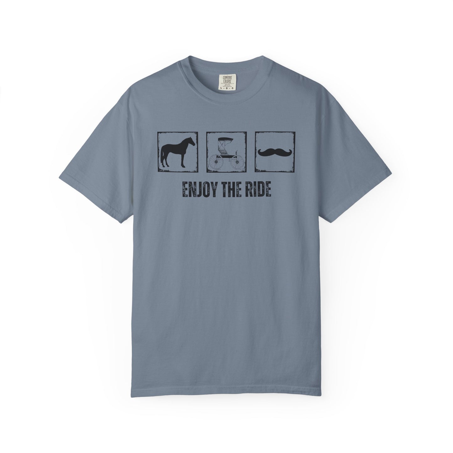 "Enjoy the Ride" — Horse, Carriage & Mustache Comfort Colors T-shirt