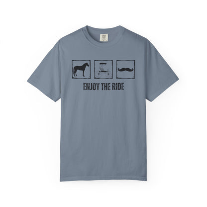 "Enjoy the Ride" — Horse, Carriage & Mustache Comfort Colors T-shirt