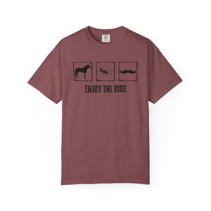 "Enjoy the Ride" — Horse, Airplane & Mustache Comfort Colors T-shirt