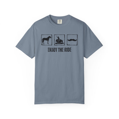 "Enjoy the Ride" — Horse, Mechanical Bull & Mustache Comfort Colors T-shirt