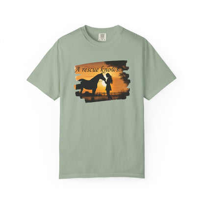 Comfort Colors Horse Rescue T-Shirt — "A Rescue Knows" Graphic Tee