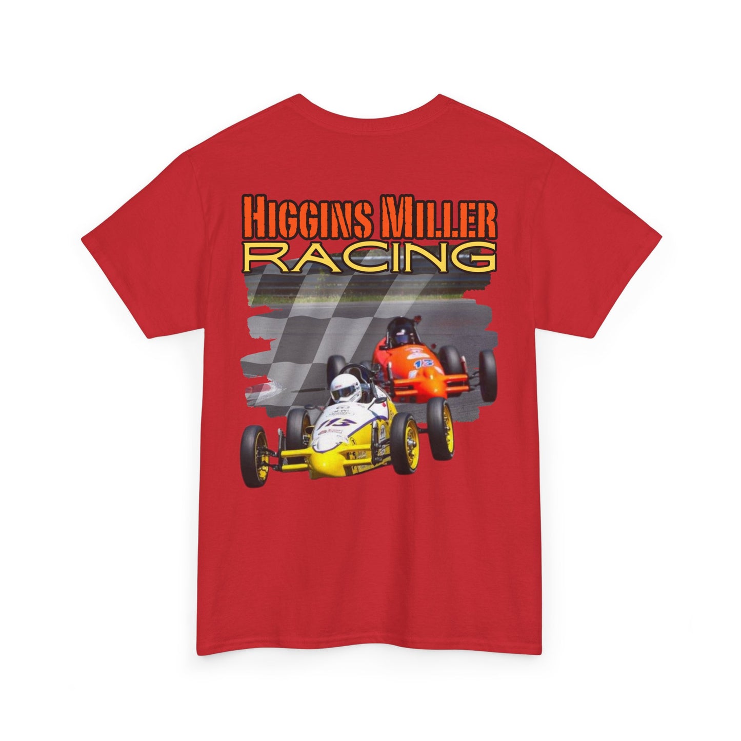 High Res Higgins Miller checkered flag T, Racing Enthusiast Heavy Cotton Tee, Unisex Cotton Tee, Motorsport Tee, Gift for Dad, Racing Fan Apparel, Racing Event Shirt
