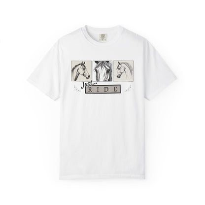 Comfort Colors  'Just Ride' with Horse Sketches Graphic T-Shirt