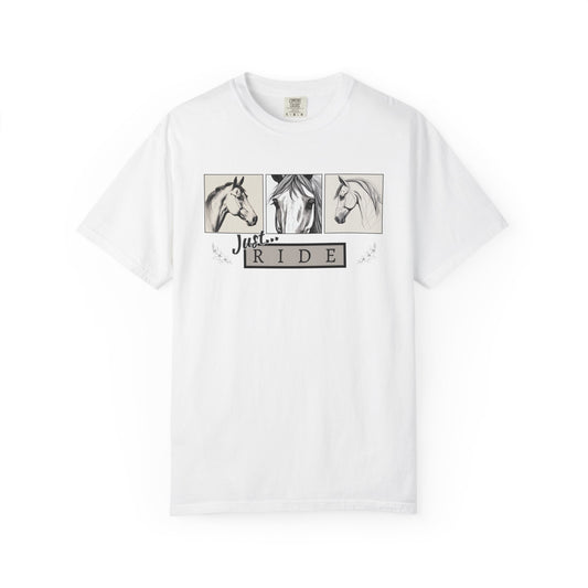 Comfort Colors  'Just Ride' with Horse Sketches Graphic T-Shirt
